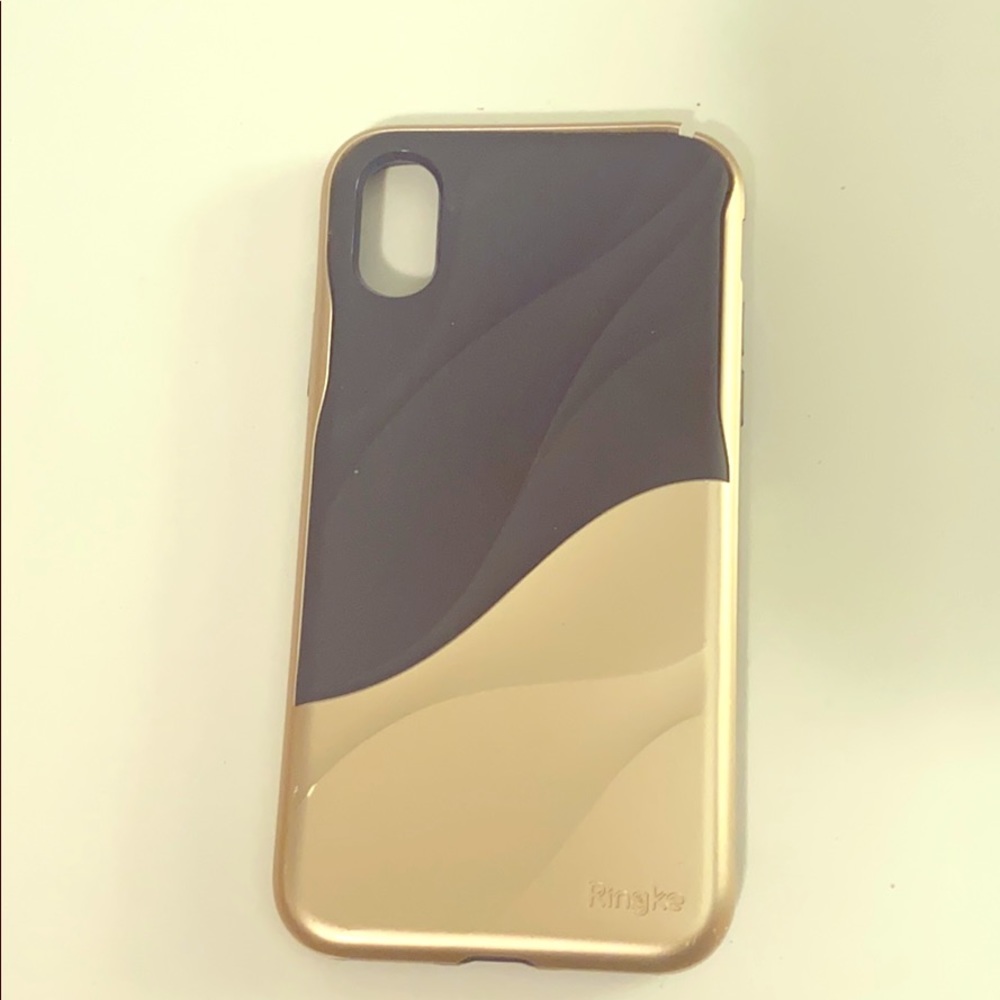 iPhone X gold and navy phone case shock absorption